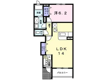 クラール安東B(1LDK/1階)の間取り写真