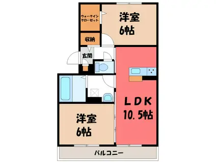 エスポワール明神(2LDK/2階)の間取り写真