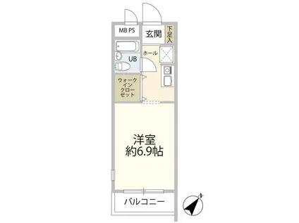 ライオンズマンション中央林間第10(ワンルーム/4階)の間取り写真