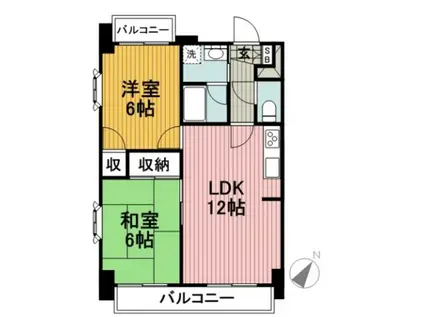 タワーコーポトヤ(2LDK/6階)の間取り写真