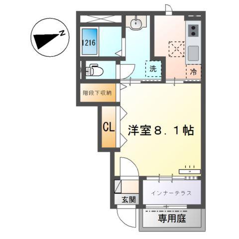 RH 柳川(1K/1階)の間取り写真