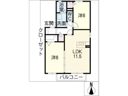 アネックス(2LDK/1階)の間取り写真