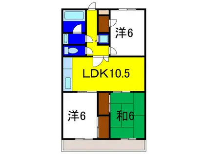 カサコモダPART3(3LDK/3階)の間取り写真