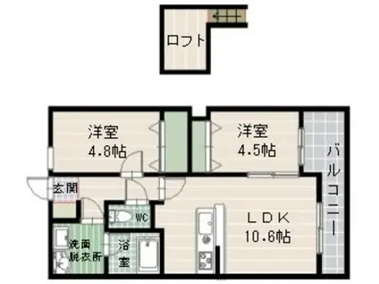 ソラーレ城南(2LDK/7階)の間取り写真