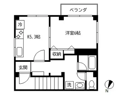 ティアラレア(1K/3階)の間取り写真
