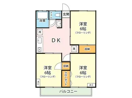 大沢ハイムII(3DK/1階)の間取り写真