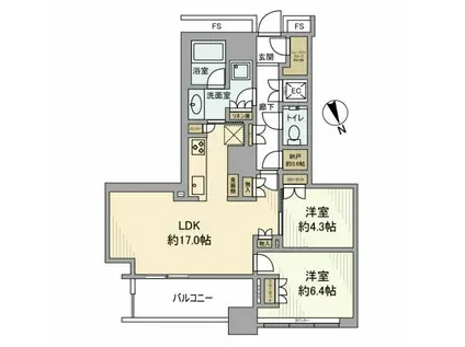 勝どき ザ・タワー(2LDK/19階)の間取り写真