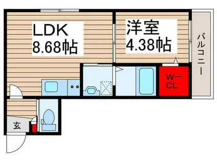 AJ北松戸7(1LDK/2階)の間取り写真