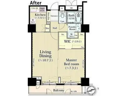 パークアヴェニュー神南(1LDK/8階)の間取り写真