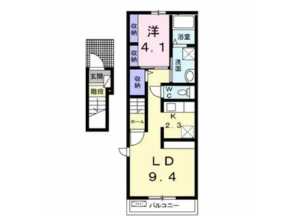 レジデンスグランデII(1LDK/2階)の間取り写真