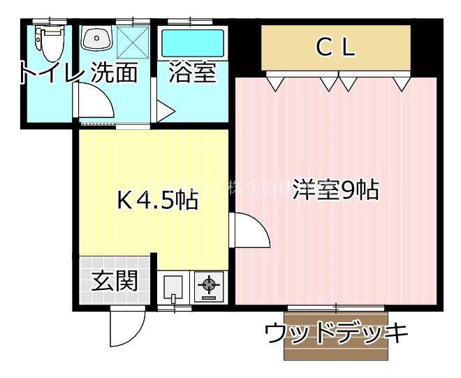 ウェルネス高丘(1K/1階)の間取り写真