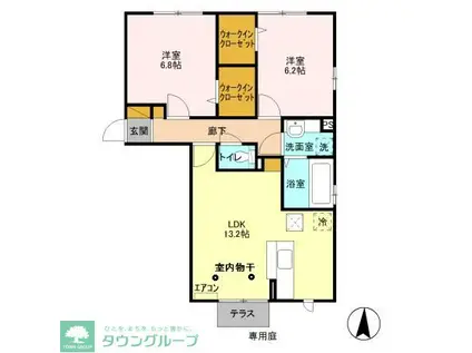 グリーンリーブス港南台 II(2LDK/1階)の間取り写真