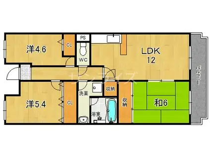 コンフォートヴィラ緑橋(3LDK/5階)の間取り写真