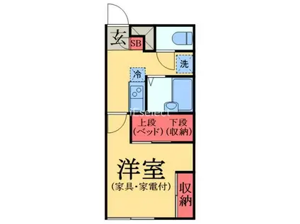 LPリバーサイド五所(1K/2階)の間取り写真