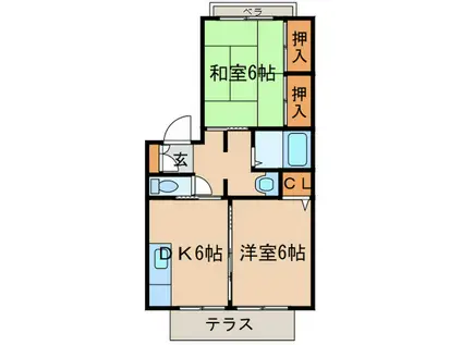 カーサ竹風館(2DK/1階)の間取り写真