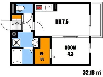 ひまわり(1DK/2階)の間取り写真