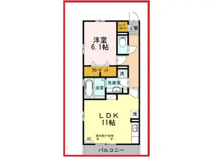 ピオニー豊明(1LDK/2階)の間取り写真