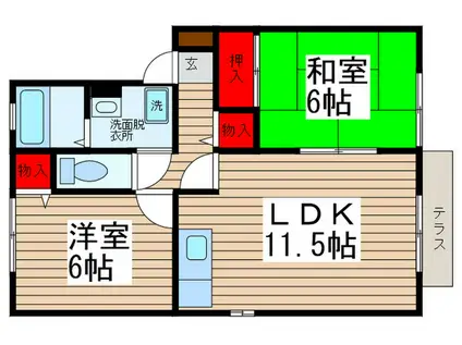 北総GRACE(2LDK/1階)の間取り写真