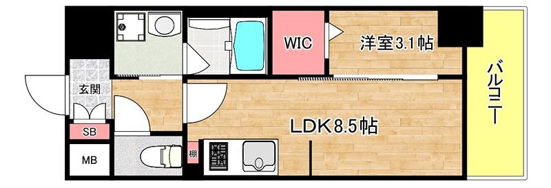 ALIVIS九条(1LDK/11階)の間取り写真