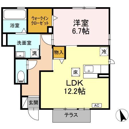 シャルマンヴィー A(1LDK/1階)の間取り写真