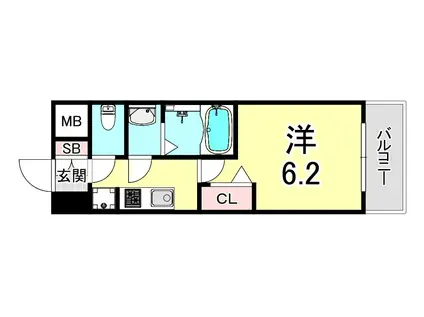 プレサンスブルーム新神戸(1K/13階)の間取り写真