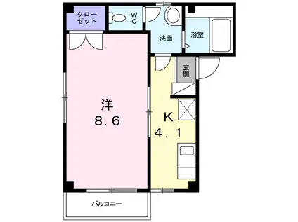 津之下ハイツ(1K/1階)の間取り写真