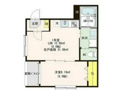 ハーモニーテラス林寺VII(1LDK/3階)の間取り写真