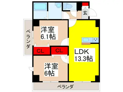 RAFFINE COURT(2LDK/5階)の間取り写真