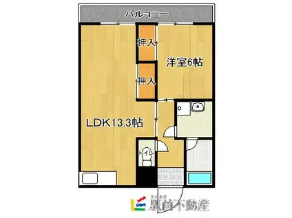 ハイツミナミ(1LDK/3階)の間取り写真