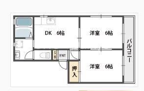 フレグランス(2DK/1階)の間取り写真