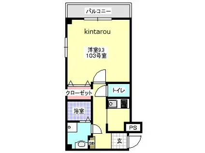 パークサイドヒルズ(1K/1階)の間取り写真