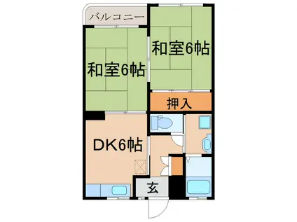 ダイヤモンドマンション(2DK/4階)の間取り写真