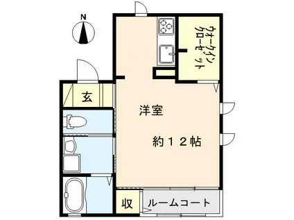 サンシャルムB(ワンルーム/2階)の間取り写真