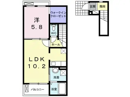 エスマルテA棟(1LDK/2階)の間取り写真