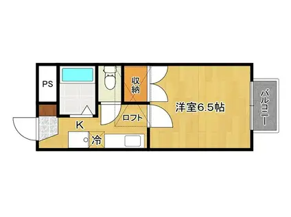 ピアコート柏木B(1K/1階)の間取り写真