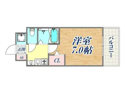 エステムコート三宮山手Ⅱソアーレ(1K/14階)の間取り写真