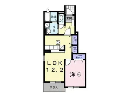メゾンフォルテII(1LDK/1階)の間取り写真