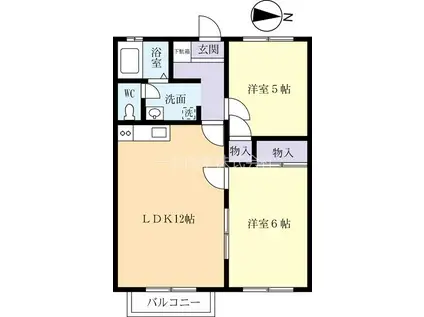 ランドスケープG棟(2LDK/1階)の間取り写真