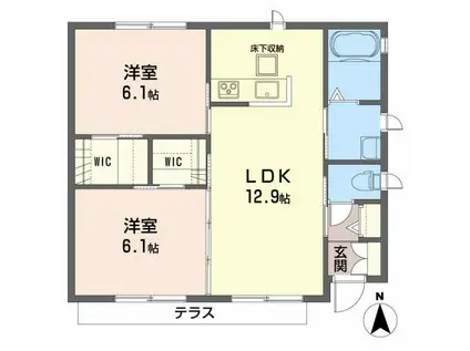 アプリコート(2LDK/1階)の間取り写真