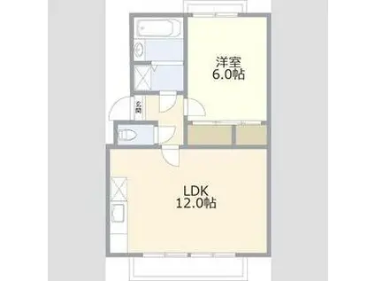 プレジール千里I(1LDK/2階)の間取り写真