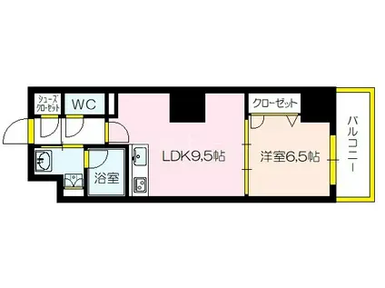 プラシーデンス本町(1LDK/10階)の間取り写真