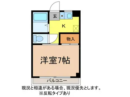 ハイツ薫風(1K/2階)の間取り写真