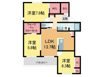 リアンスリーゼ芦屋川(2LDK/1階)の間取り写真
