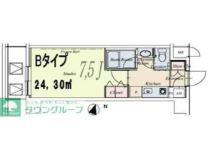 HF駒沢大学レジデンスTOWER(1K/2階)の間取り写真
