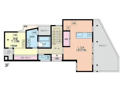 ホップエンヴィーセ(1LDK/3階)の間取り写真