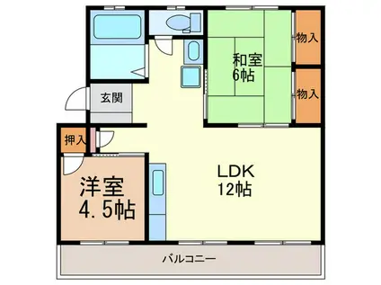 グランエピ長丘台(2LDK/4階)の間取り写真