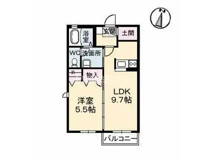メゾン・ド・葉月(1LDK/2階)の間取り写真