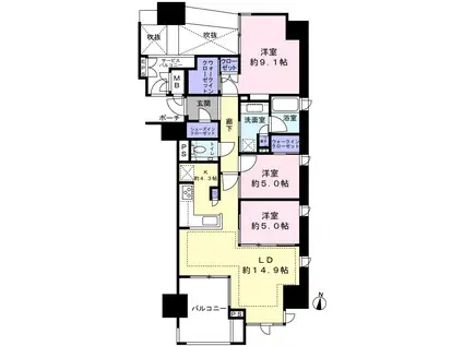 グランドメゾン立売堀一丁目(3LDK/5階)の間取り写真