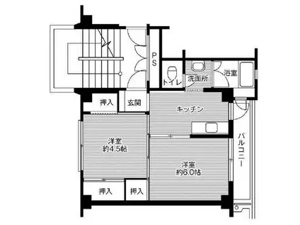 ビレッジハウス井尻野2号棟(2K/2階)の間取り写真