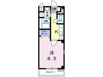 ガーラ鳴尾(1K/1階)の間取り写真